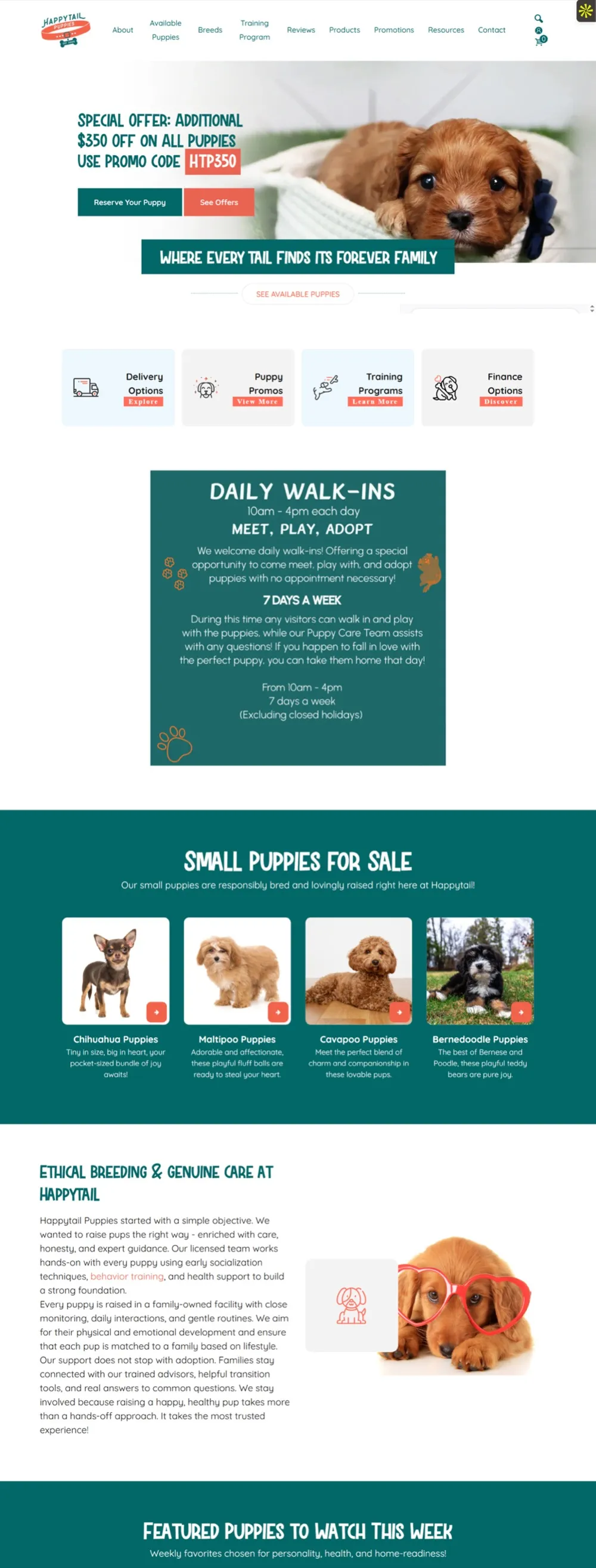 Happy Tail Puppies modern responsive website design